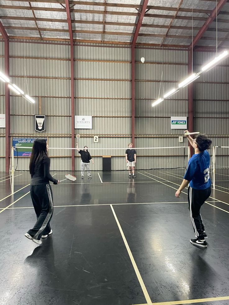 Group playing badminton